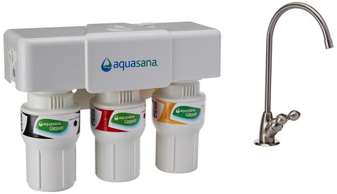 Aquasana 3Stage Under Sink Water Filter System  Kitchen Counter Claryum Filtration  Filters 99 Of Chlorine  Brushed Nickel Faucet  AQ530055