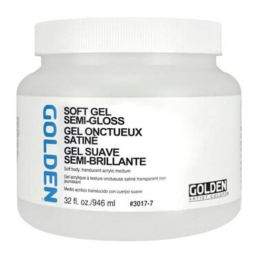 Soft Gel SemiGloss by GOLDEN 32 fl oz Jar Professional Acrylic Gel Medium SemiTransparent