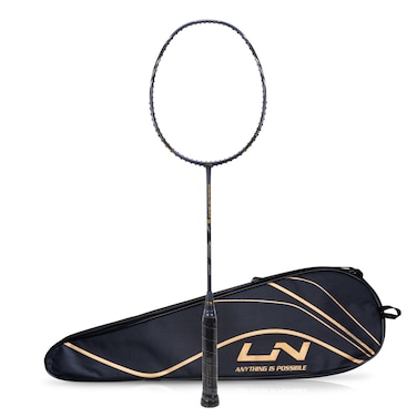 LiNing GForce Superlite Max 9 Dark GreyBlack Carbon Fiber Unstrung Badminton Racket with Free Full Cover