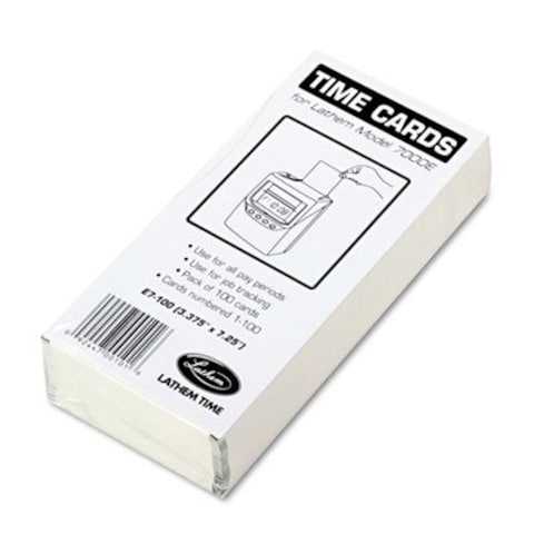 Lathem Time E7100 Time Card for Lathem Model 7000E Numbered 1100 TwoSided 100Pack