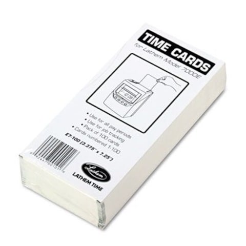 Lathem Time E7100 Time Card for Lathem Model 7000E Numbered 1100 TwoSided 100Pack