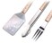 Jim Beam 3Piece Grilling Barbecue Tool Set with Wooden Handles IncludesSpatula Fork and Tongs for Outdoor Cooking 19x95x10 Metal