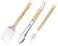 Jim Beam 3Piece Grilling Barbecue Tool Set with Wooden Handles IncludesSpatula Fork and Tongs for Outdoor Cooking 19x95x10 Metal