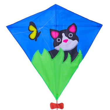 ZHUOYUE 31 Inch Single Line Lovely Cat Diamond Kite for Kids Easy to Fly with Long Tail and Kite String