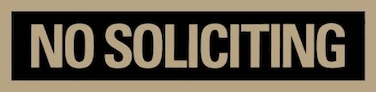 Headline Sign  SelfStick Sign NO SOLICITING Sign 2 x 8 Inches Black and Gold Made in USA 9369