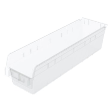 AkroMils 30094 Plastic Nesting ShelfMax Storage Bin Box 24Inch x 6Inch x 6Inch Clear 10Pack