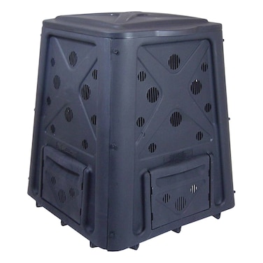 Redmon 65 Gallon Outdoor Compost Bin with Snapping Lift Off Lid 4 Door Access and Multiple Vent Holes for Garden and Landscaping Black