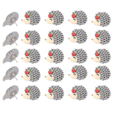 25Pcs Hedgehog Creative Decorative Cute Thumb Tacks Thumb Nails Hedgehog Push Pins Soft Flat for Photos Wall Maps Bulletin Board or CorkboardsGrey
