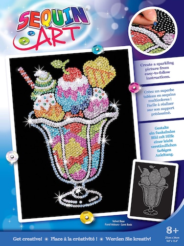 Sequin Art Blue Ice Cream Sundae Sparkling Arts and Crafts Picture Kit Creative Crafts