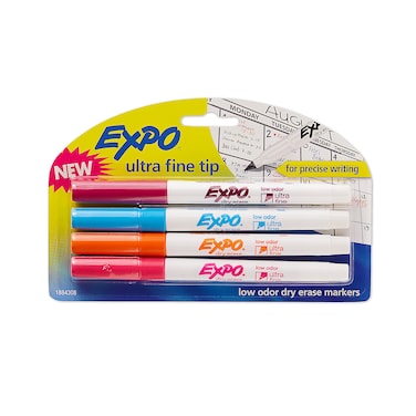 EXPO 1884308 LowOdor Dry Erase Markers Ultra Fine Tip Fashion Colors 4Count