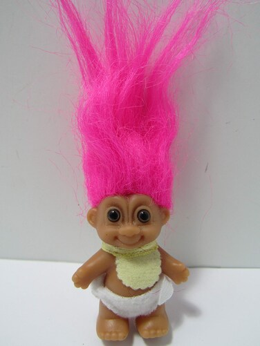 Russ Berrie My Lucky Mini 25 Baby Troll Doll  Hot Pink Hair
