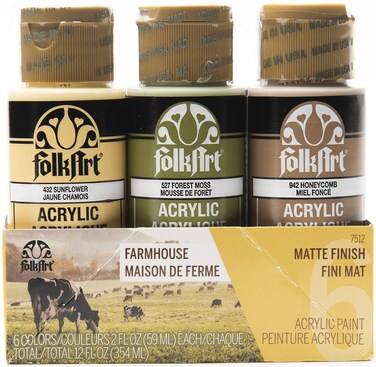 FolkArt MultiSurface 6 Bottle Acrylic Paint Set 2oz Farmhouse