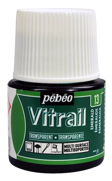 Pebeo Vitrail Stained Glass Effect Paint 45 ml Bottle  Blue Jean