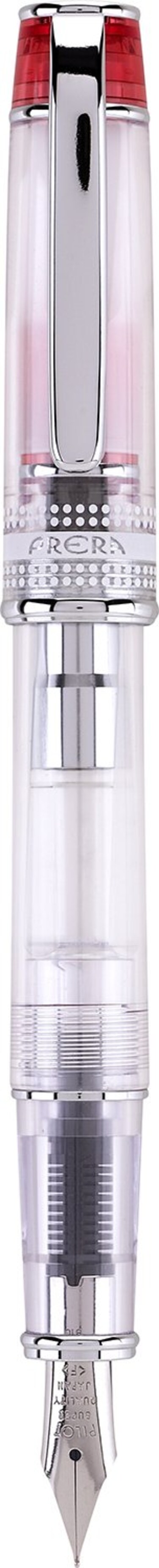 PILOT Prera Fountain Pen Clear Barrel with RedSilver Accents Medium Nib 60823