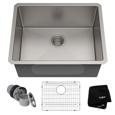 KRAUS Standard PRO 23Inch 16 Gauge Undermount Single Bowl Stainless Steel Kitchen Sink KHU10123