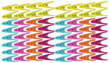 64 Plastic Clothespins w 6 Bright Colors  Clothes Pin Laundry Bag Clip Chip Clip Sealer Ect