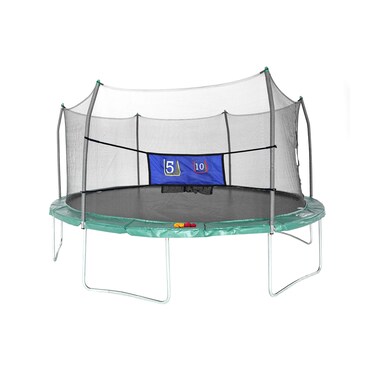 SKYWALKER TRAMPOLINES 16 FT Oval Outdoor Trampoline for Kids with Enclosure Net Basketball Hoop Spring Pad Cover ASTM Approval 800 LBS Weight Capacity