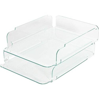 Lorell LLR80655 Stacking Letter Tray 2 per Pack ClearGreen