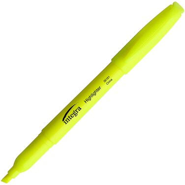 Integra 36181 Pen Style Highlighter Chisel Tip 12PK Fluorescent Yellow