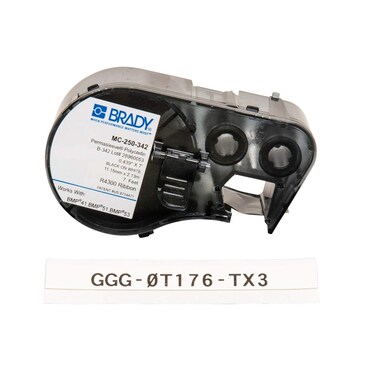 Brady MC250342 Polyolefin B342 Black on White Label Maker Cartridge 7 Width x 716 Height For BMP51BMP53 Printers