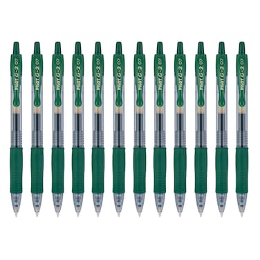 PILOT G2 Premium Refillable  Retractable Rolling Ball Gel Pens 07mm Fine Point Hunter Green Ink 12 Pack