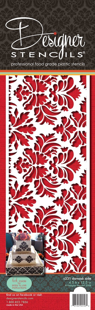 Designer Stencils Damask Cake Stencil Side 45H x 125W