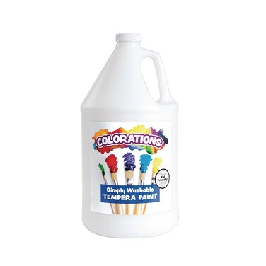 Colorations Washable Tempera Paint Gallon White Non Toxic Vibrant Bold Kids Paint Craft Hobby Fun Art Supplies
