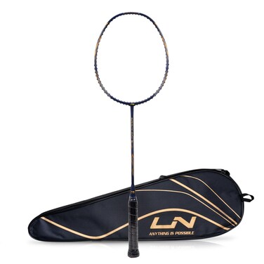 LiNing G  Force Superlite Max 9 Carbon Graphite Unstrung Badminton Racket with Full Racket Cover NavyGold  For Intermediate Players  80 grams  Maximum String Tension  30lbs