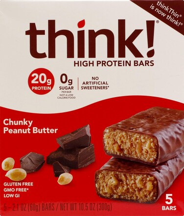 Think Thin Chunky Peanut Butter 5 Bars