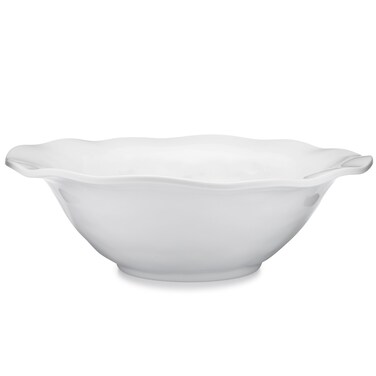 Q Squared Ruffle Round Serving Bowl 12Inch Diameter Melamine White