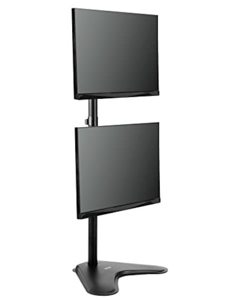 VIVO Dual Monitor Desk Stand FreeStanding LCD Mount Holds in Stacked Vertical Position 2 Ultrawide Screens up to 34 inches Black STANDV002L