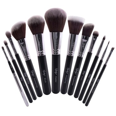 Nanshy Masterful Collection 12Piece Makeup Brush Set with Soft Professional Make Up Brushes for Blending Contouring Foundation  More  Makeup Artist Must Haves  Vegan  CrueltyFree  Onyx Black