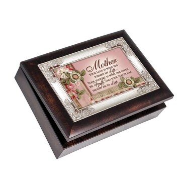 Cottage Garden Mother Your Love Has Formed My Life Burlwood Jewelry Music Box Plays Wind Beneath My Wings