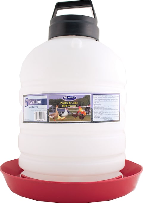 FARMTUFF Durable Top Fill Hanging Plastic Automatic Poultry and Game Bird Fountain Waterer for Chickens 5 Gallon Capacity