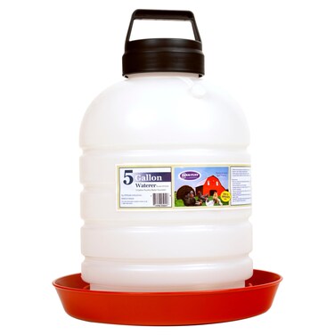 FARMTUFF Durable Top Fill Hanging Plastic Automatic Poultry and Game Bird Fountain Waterer for Chickens 5 Gallon Capacity