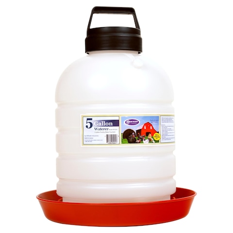 FARMTUFF Durable Top Fill Hanging Plastic Automatic Poultry and Game Bird Fountain Waterer for Chickens 5 Gallon Capacity