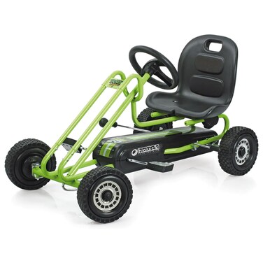 hauck Lightning Ride On Pedal Portable Go Kart Toy with Ergonomic Adjustable Bucket Seat Handbrake and Sharp Handling for Boys and Girls Green