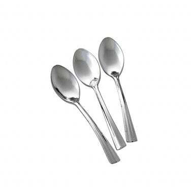 Mini Silver Spoons Plastic  45 Count Tasting Spoon