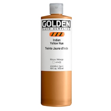 Fluid Acrylics by GOLDEN India Yellow Hue 16 fl oz Bottle Professional Acrylic Paint Transparent