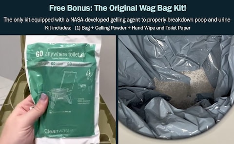 Cleanwaste GO Anywhere Portable Folding Toilet  Plus Bonus Original Wag Bag Kit  Camping Travel Medical Emergency