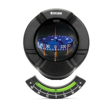 Ritchie SR2 Venture Bulkhead Mount Sail Boat Compass with Clinometer  Black