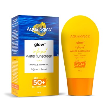 Aqualogica Glow nfused Water All Skin Type Sunscreen Spf 50 Pa With Papaya  Vitamin C Ultralight WaterInfused Formula Gives Glowing  Hydrated Skin Lightweight Hydrating  50gm