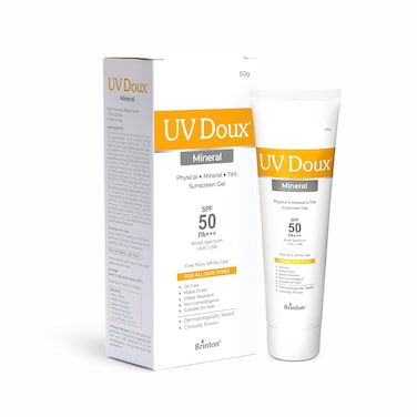 Brinton UV Doux SPF 50 PA Mineral Based Sunscreen Gel  Tinted  Water Resistant  UVAUVB Protection For MenWomen  Children 50g