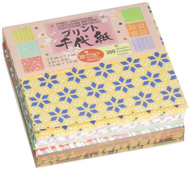Aitoh PC3300 Mini Print Origami Paper 3Inch by 3Inch 300PackAssortedLarge