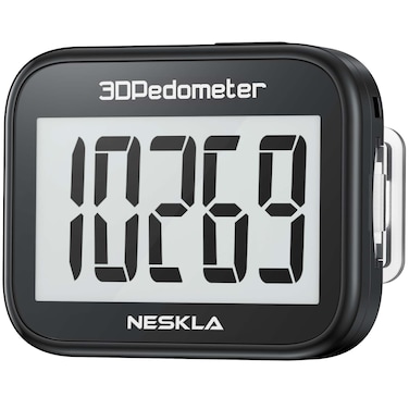 NESKLA 3D Pedometer for Walking Simple Step Counter with Large Digital Display Step Tracker with Removable Clip Lanyard Accurately Track Steps for Men Women Kids Adults Seniors