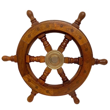 Medieval Replicas Brass Wheel Nautical Wooden Ship Wheel 12 inch 12 in