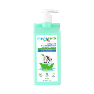 MAMAEARTH Milky Soft Head to Toe Baby Wash  2in1 Body Wash  Shampoo  with Oats Milk  Calendula  Gently Cleanses  Moisturizes Skin  Hair  TearFree Formula  1353 Fl Oz 400ml