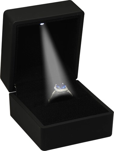 LED Black Ring Box for Proposal Wedding Engagement  Luxury Jewelry Gift Box with Light