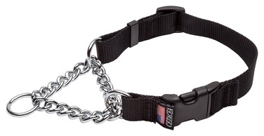 Cetacea Chain Martingale DogPet Collar with Quick Release XLarge Black