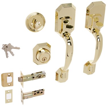 Constructor CONCERPB Cerberus Handle with Deadbolt Polished Brass